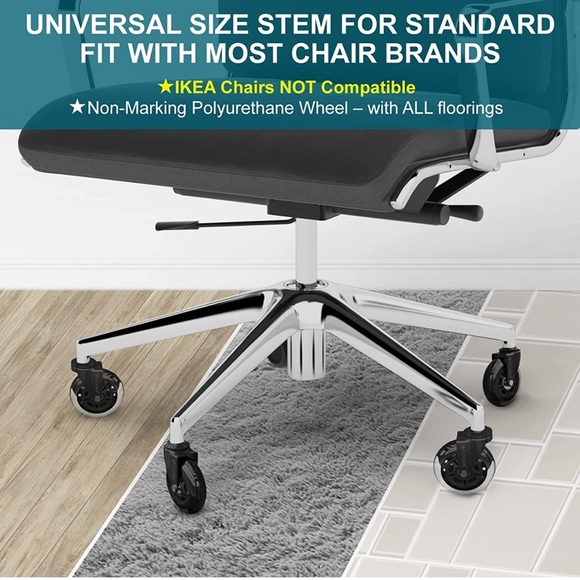 NWT TICONN Office Chair Caster Wheels Set of 5 - Picture 12 of 16